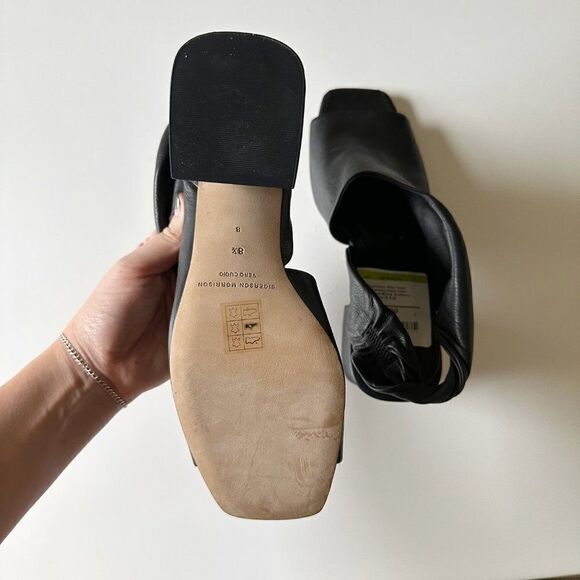 Sigerson Morrison Lenny Twisted Slingback Leather Sandals Black Women's 8.5 - Picture 10 of 13